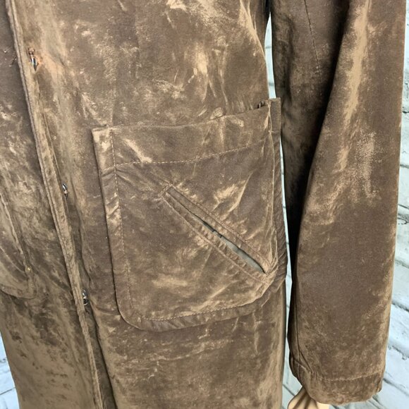 Anthropologie Sleeping On Snow Velvet Overcoat Chocolate Brown Boho Trench Coat - Picture 4 of 16
